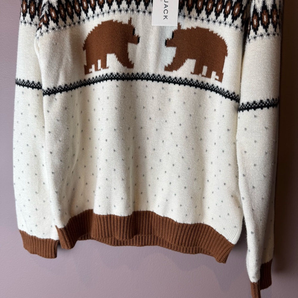 NWT Janie and Jack Bear Fair Isle Shawl Collar Sweater 6 - Picture 4 of 10